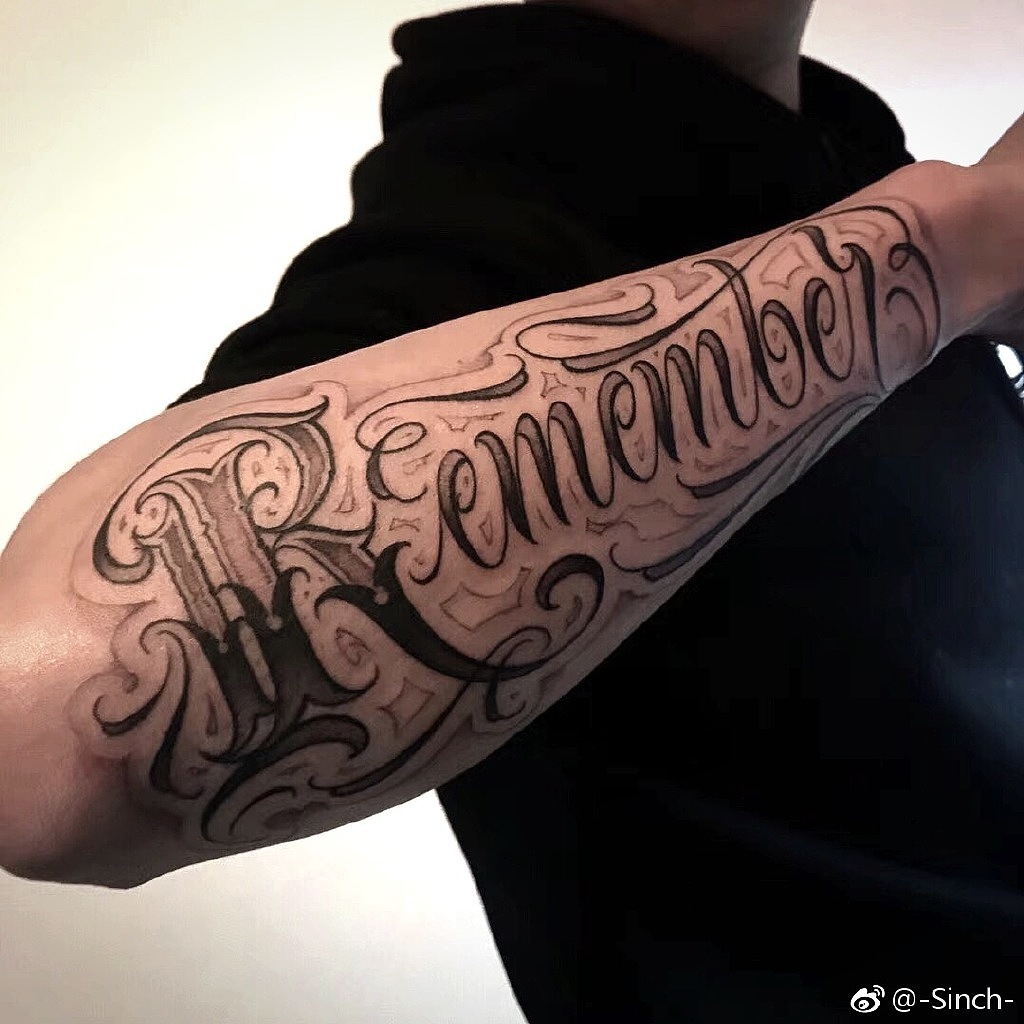 一组小臂花体字纹身合辑