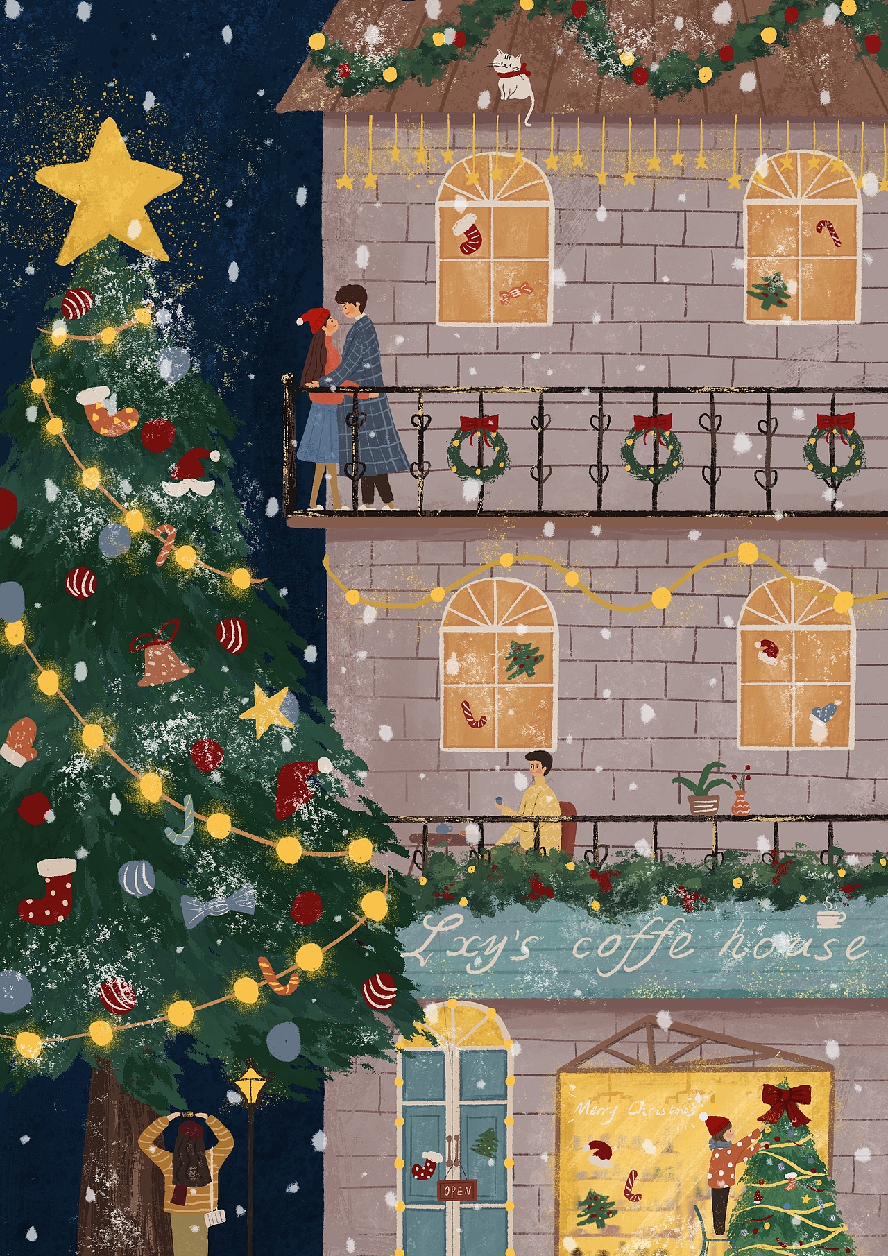 原创插画|圣诞节插画系列|扁平风|🎄（图ZMjkyNTI3MjU2） - 商业插画 - 站酷设计师凉小鱼原创素材 - 站酷ZCOOL