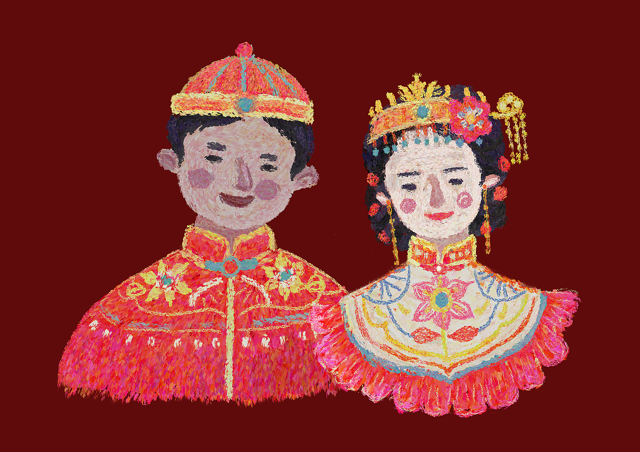 新郎新娘头像中式复古（图ZMjMzMDIzOTI0） - 创作习作 - 站酷设计师遍地绿萝原创素材 - 站酷ZCOOL