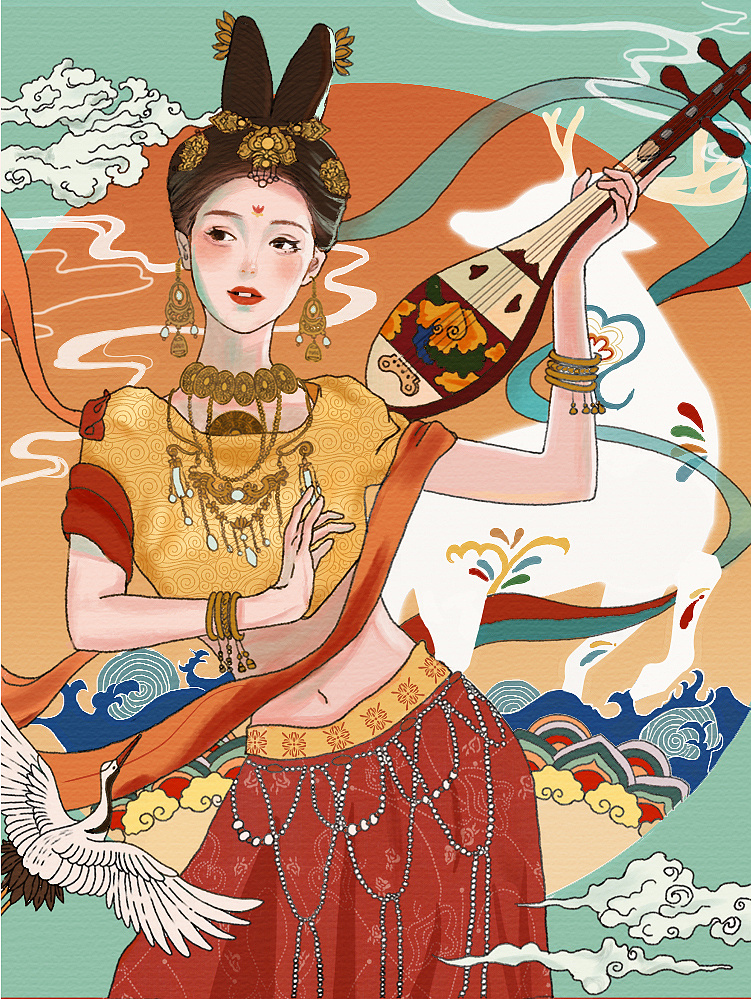 插画 敦煌仙女