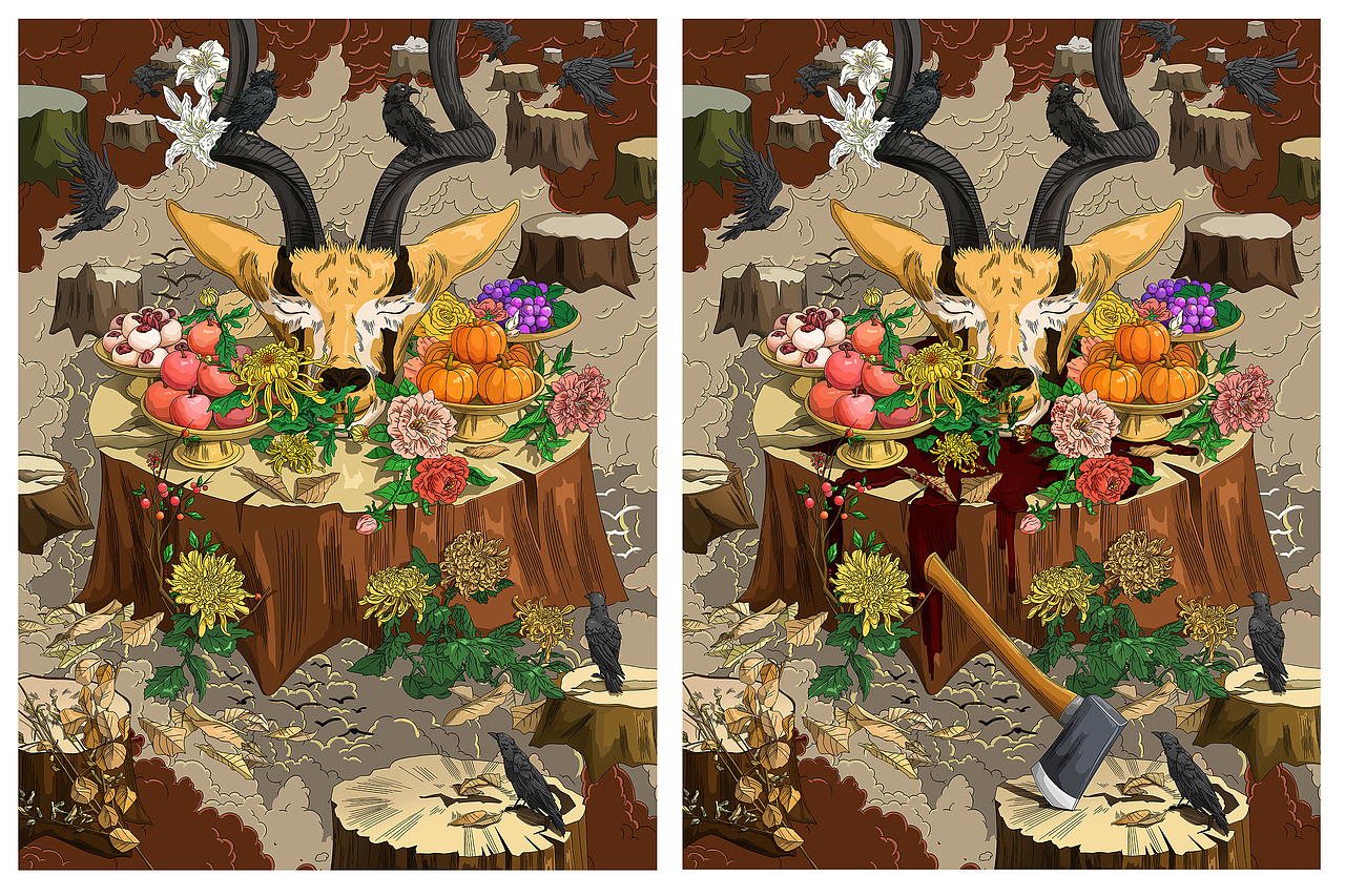 一組關(guān)于保護動物保護生態(tài)的插畫（圖ZMjAxNTMxNTQ4） - 藝術(shù)插畫 - 站酷設(shè)計師楊里里原創(chuàng)素材 - 站酷ZCOOL