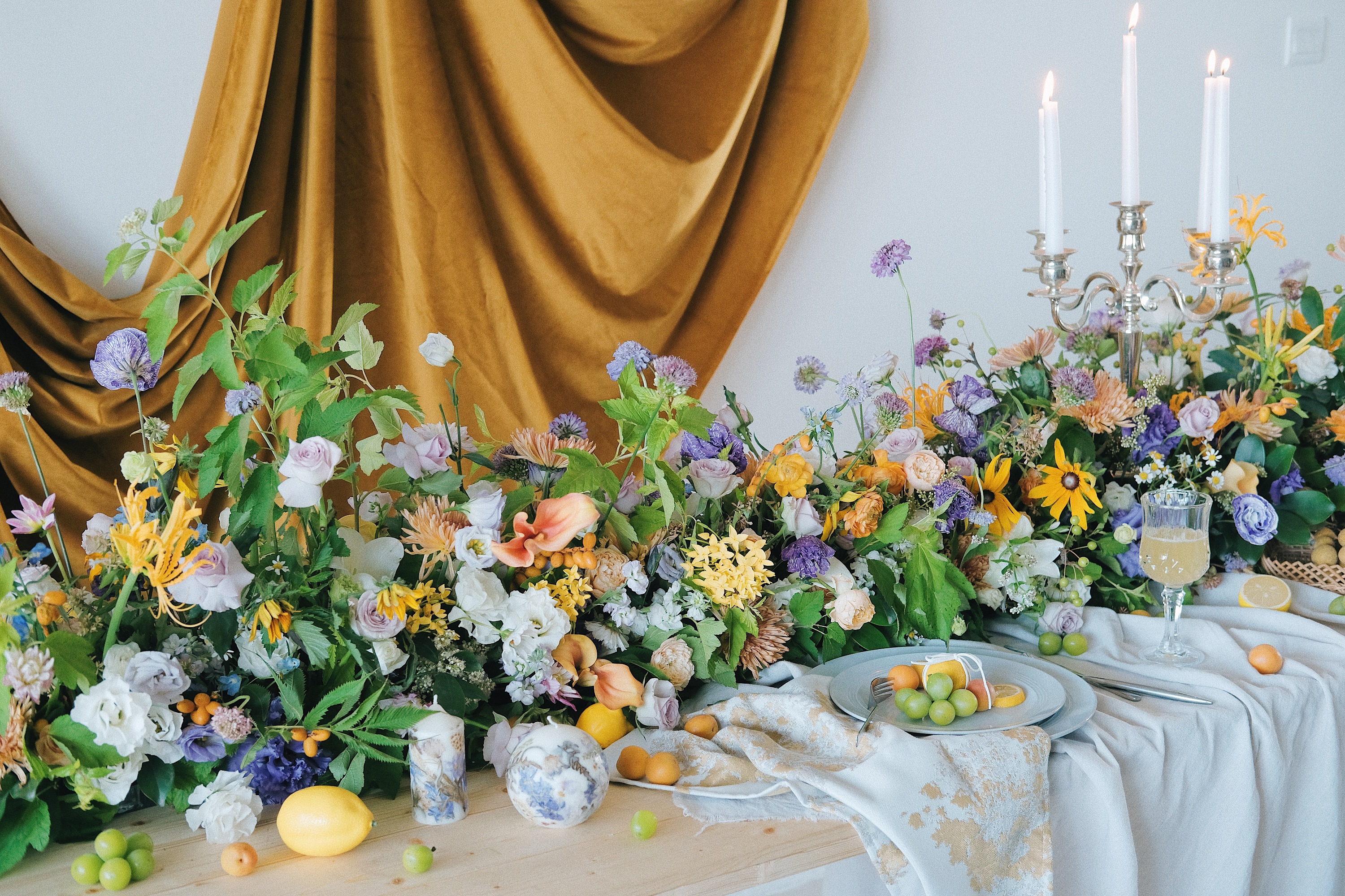 花艺西式长形桌花设计