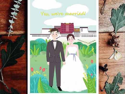 婚礼插画请柬——希望这里能留下你温暖的故事