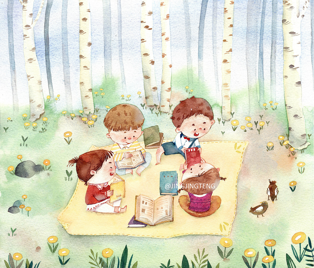 小孩們的四季謠（圖ZMTc0ODczNjI4） - 兒童插畫 - 站酷設計師菁菁藤原創(chuàng)素材 - 站酷ZCOOL