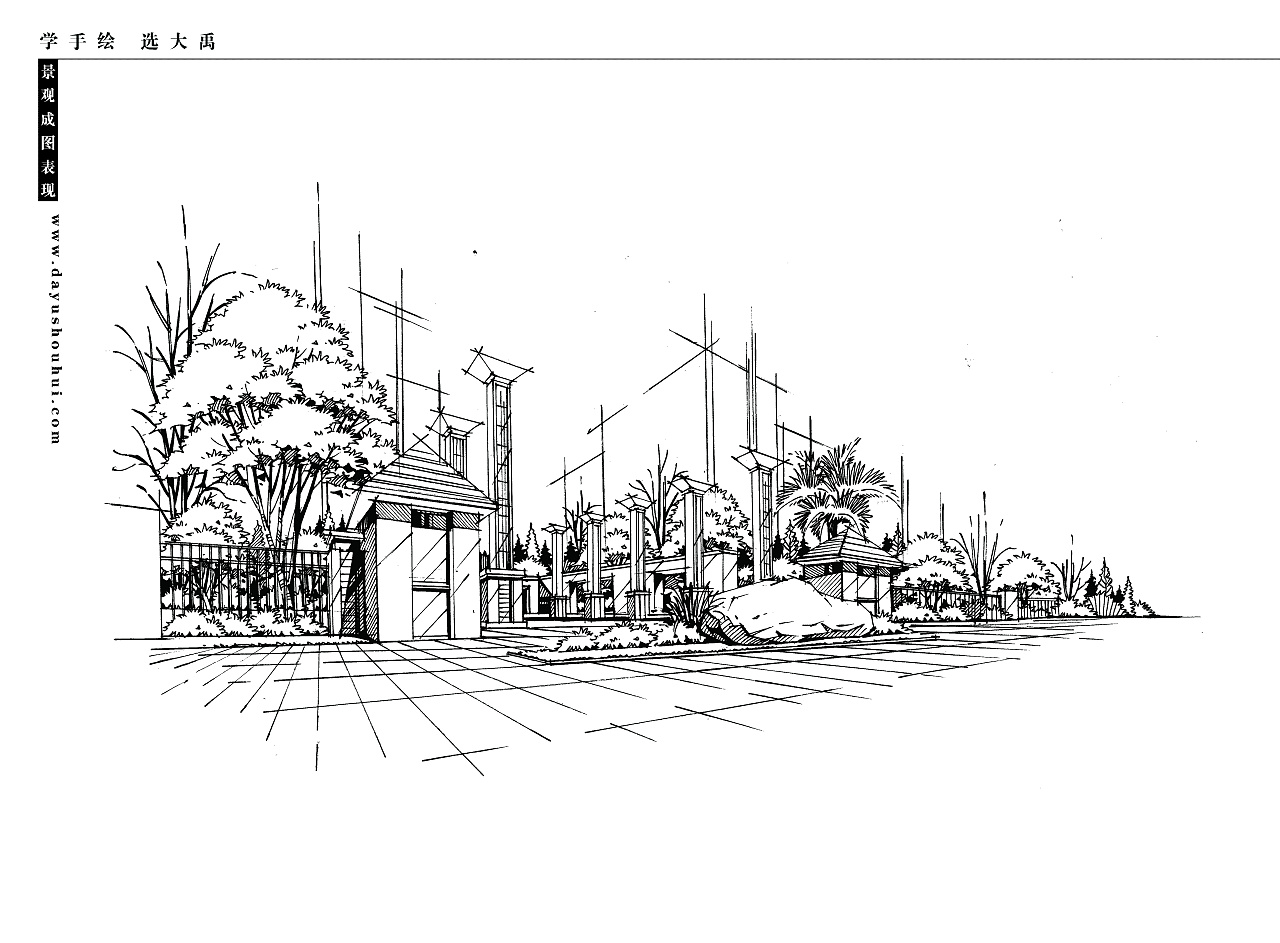 黑白线稿手绘设计,线条简单干脆