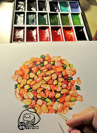 金鱼手绘美食——宫保鸡丁