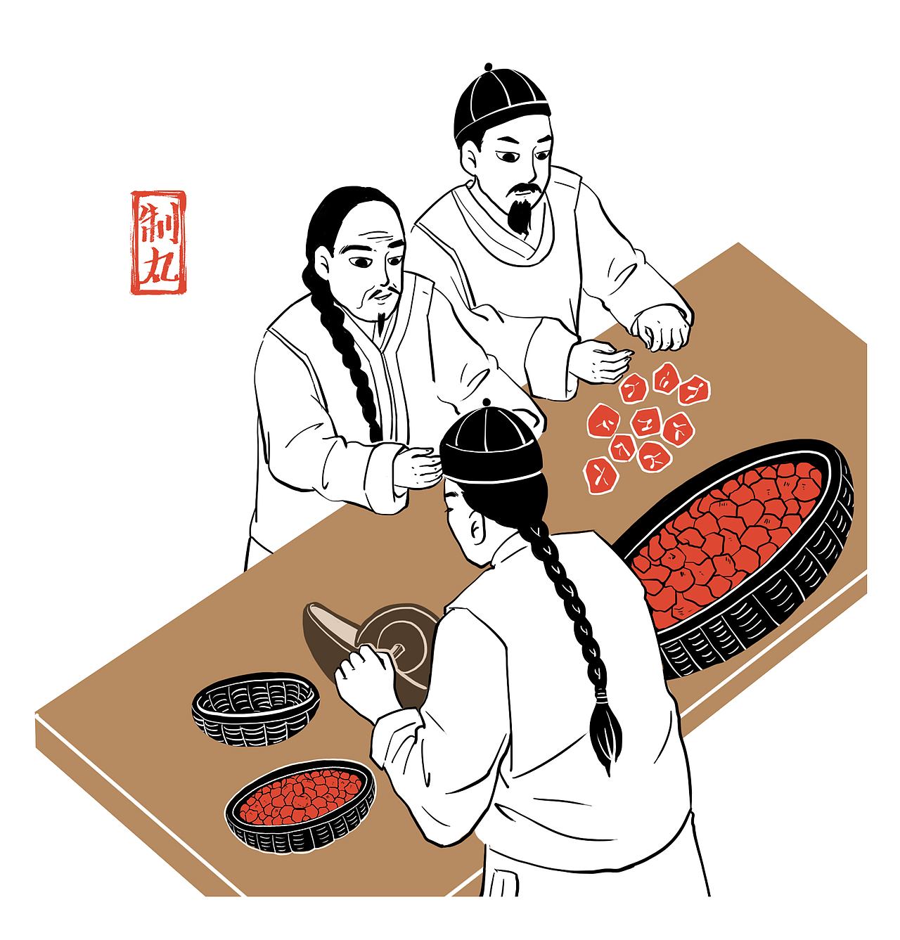 一组古代制药的插画【已商用】