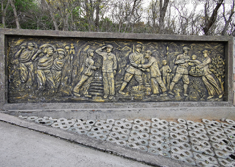 军民鱼水情浮雕设计