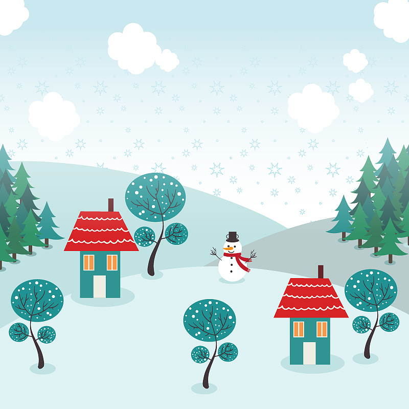 小雪人可爱卡通插画