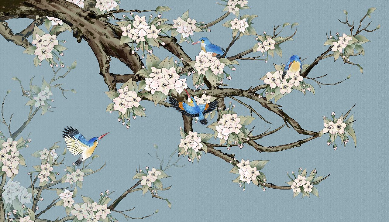 中式 花鸟 中国风|插画|商业插画|史莱姆站台 - 原创作品 - 站酷