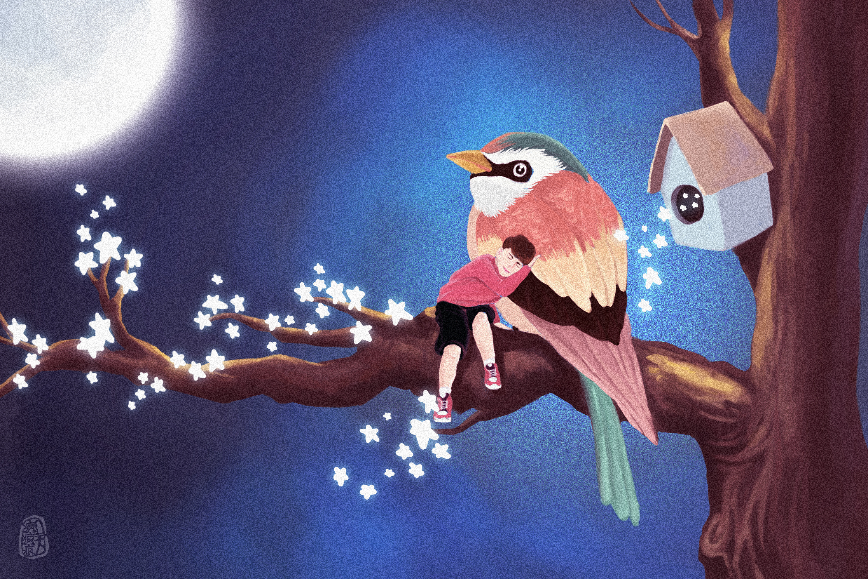 飞鸟系列 做自由的飞鸟 看你的梦|插画|创作习作|june吴疯疯 - 原创
