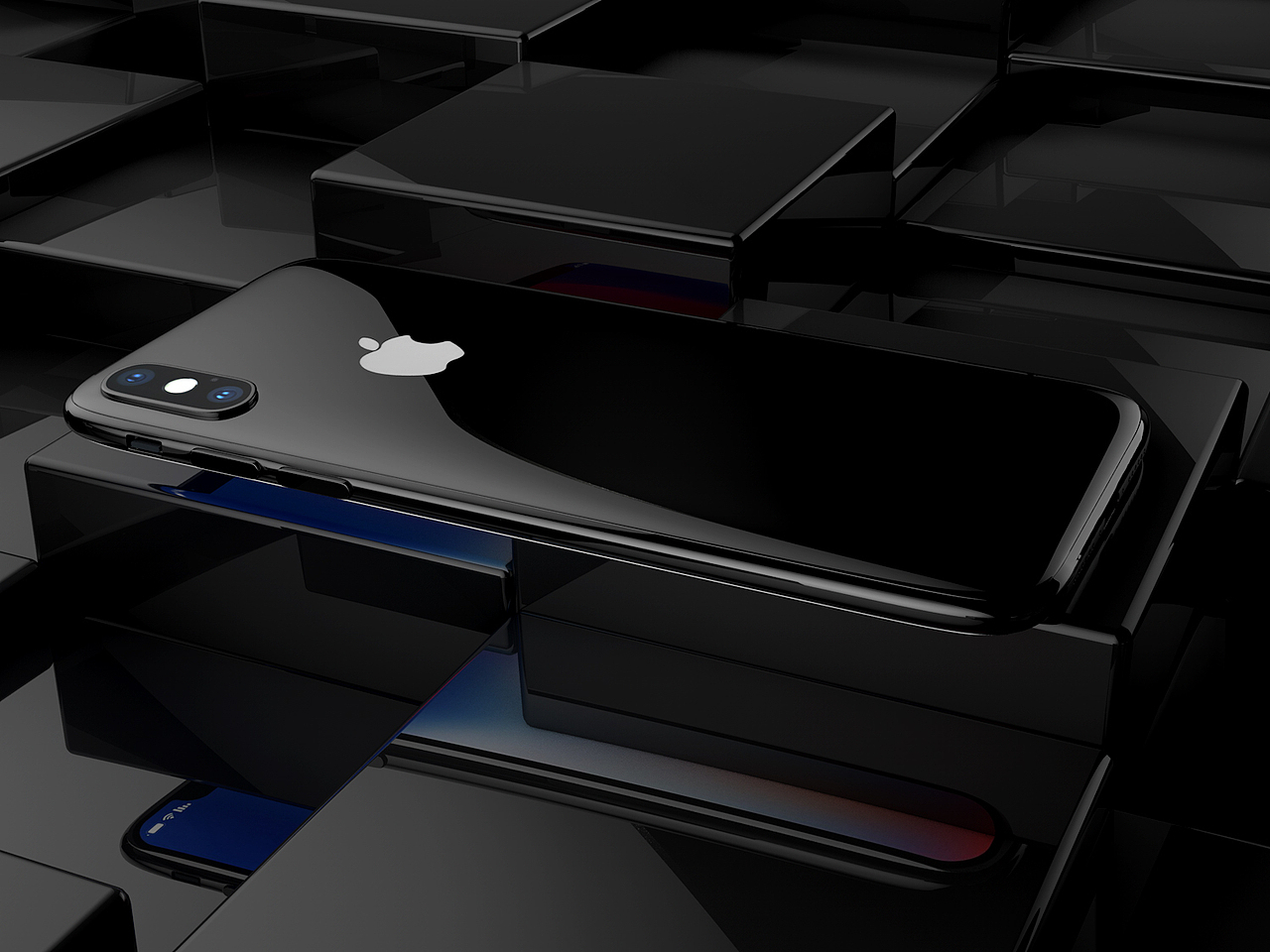 c4d iphonex手机渲染图 场景展示