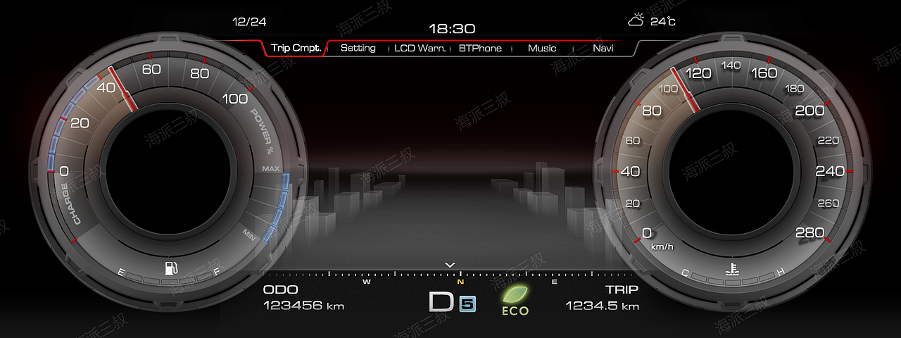 汽车全液晶仪表、主机中控HMI(UI)004