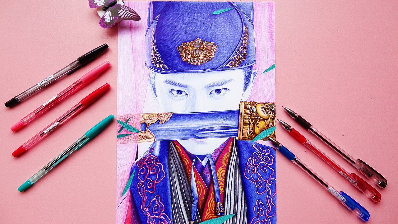 圆珠笔手绘《锦衣之下》任嘉伦