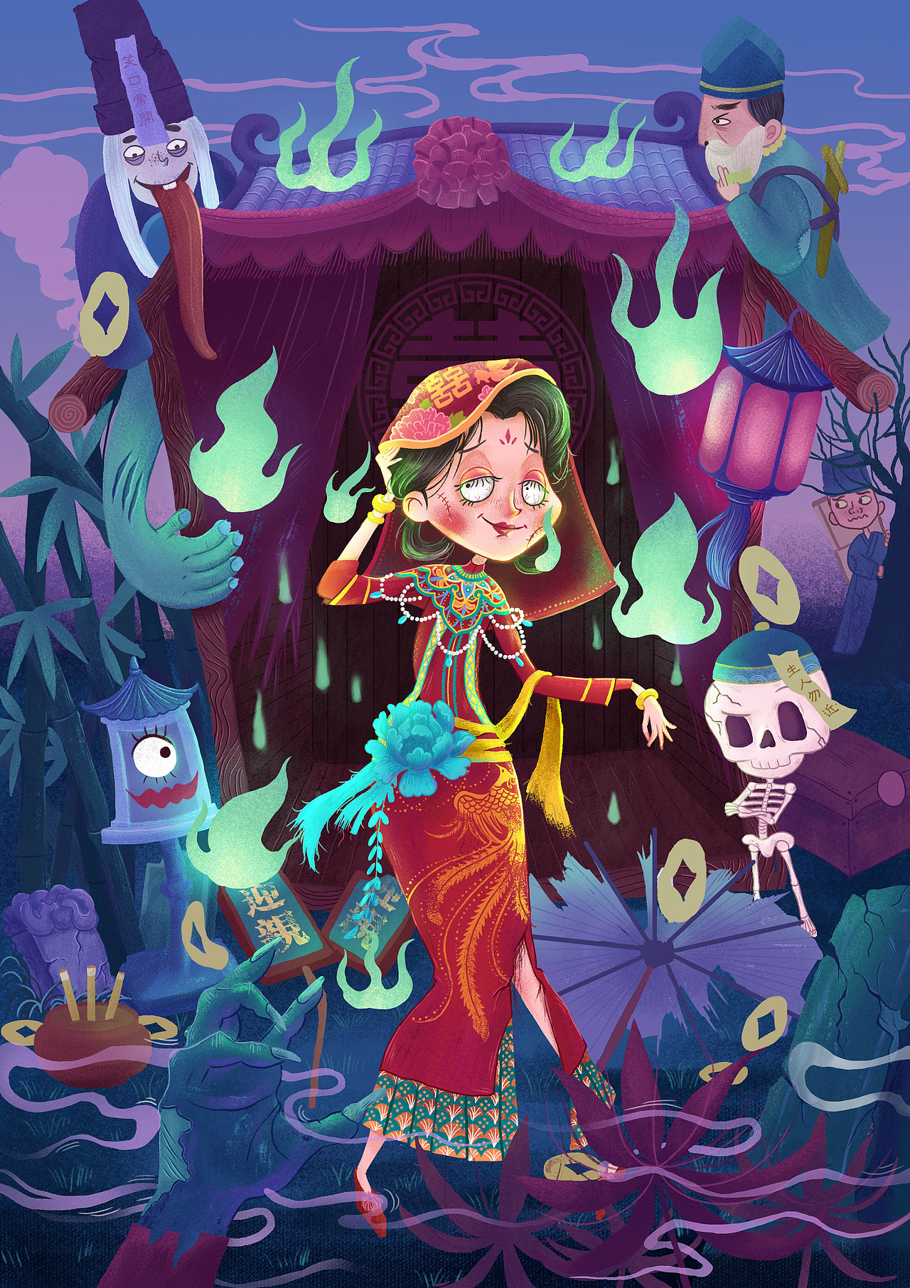 中式鬼新娘～（图ZMzc5MDA3MTA4） - 创作习作 - 站酷设计师左肩有只鬼原创素材 - 站酷ZCOOL