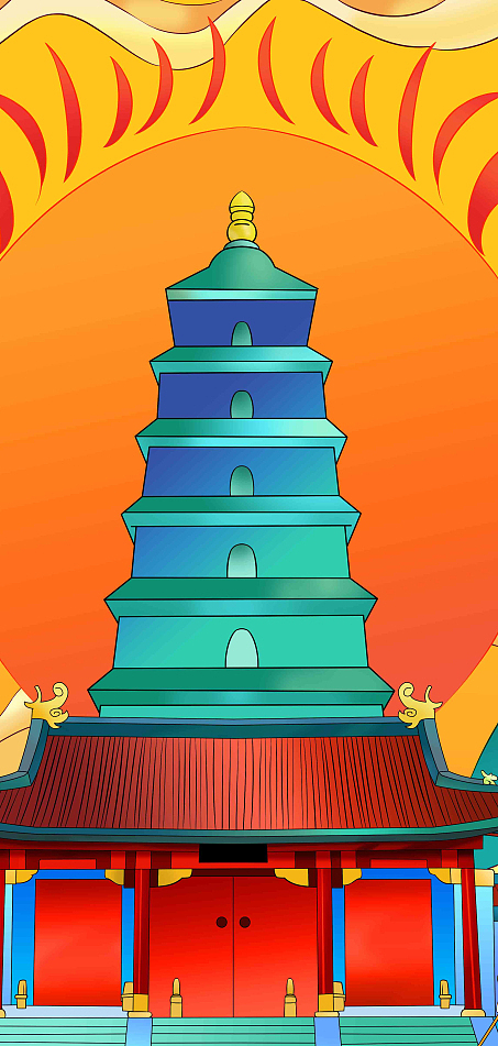 大雁塔|插画|商业插画|zptiegun_原创作品-站酷zcool