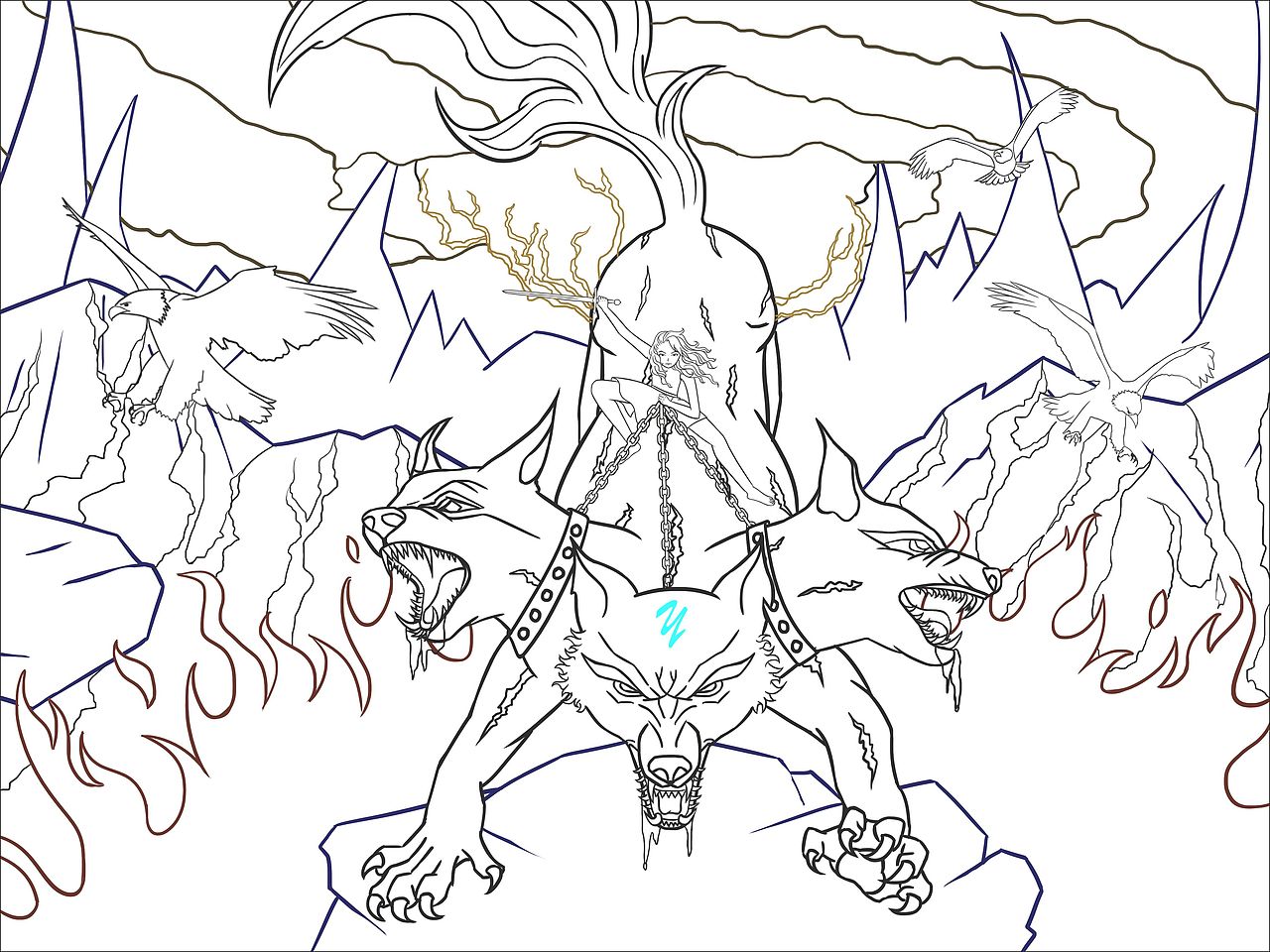 插画练习《地狱三头犬》