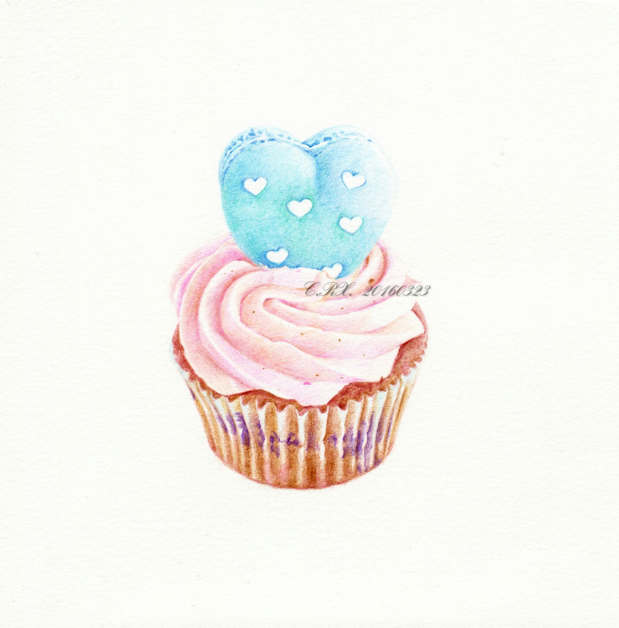 彩铅甜品马卡龙小蛋糕