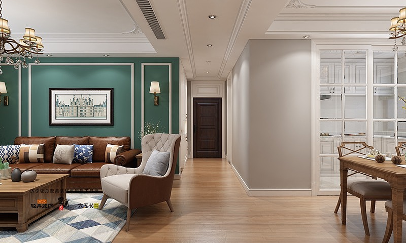 济宁皇营东郡 E1户型三室两厅两卫120平米 美式风格