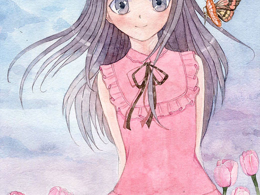 女孩与花