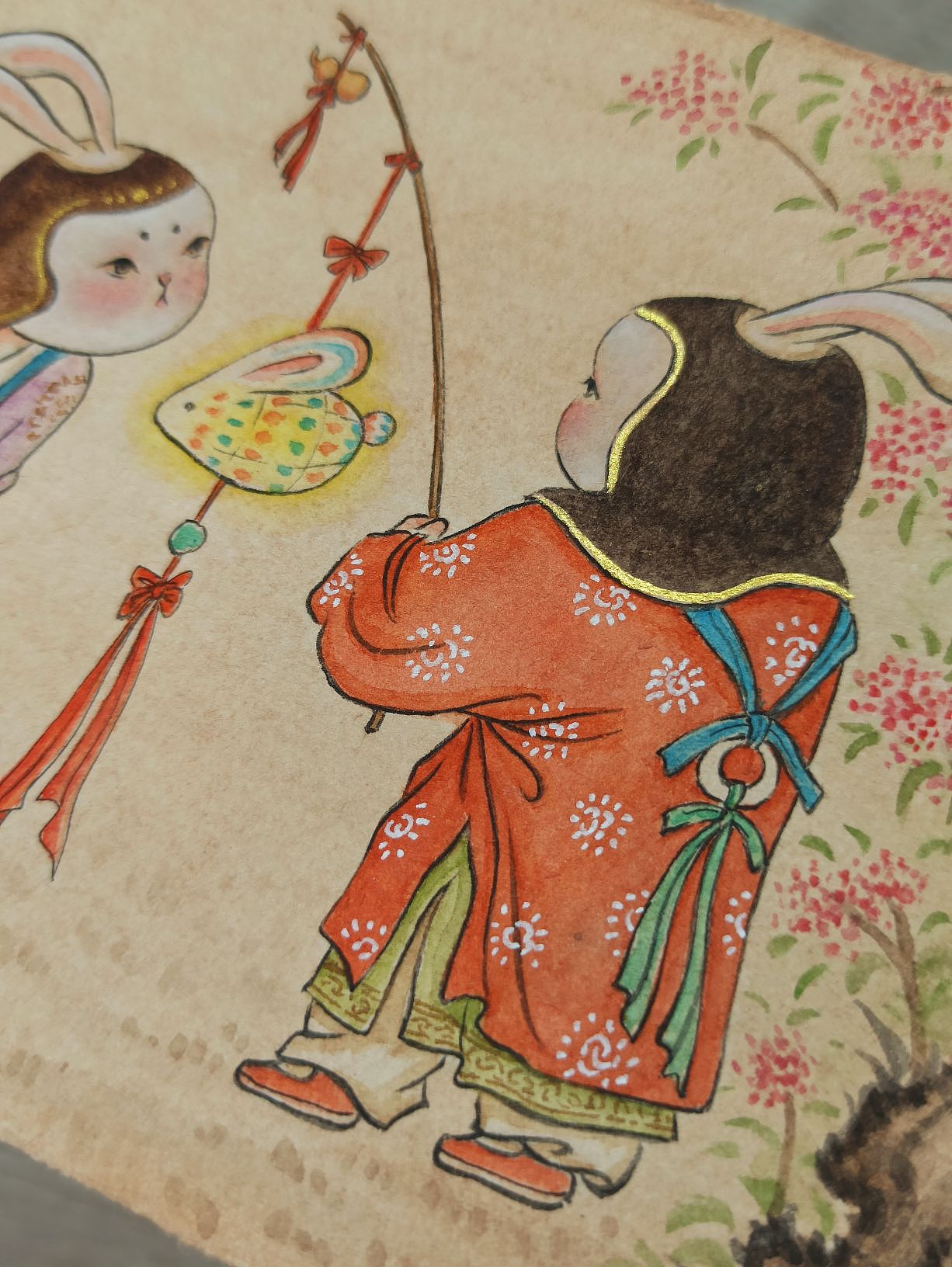 国风古装小兔子年画