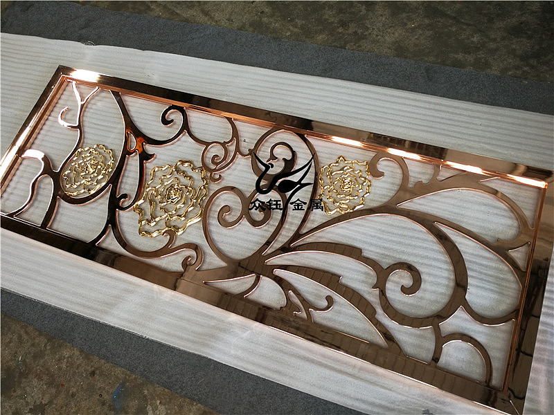 铝板雕刻镀铜镂空屏风 各种高档场所屏风定制