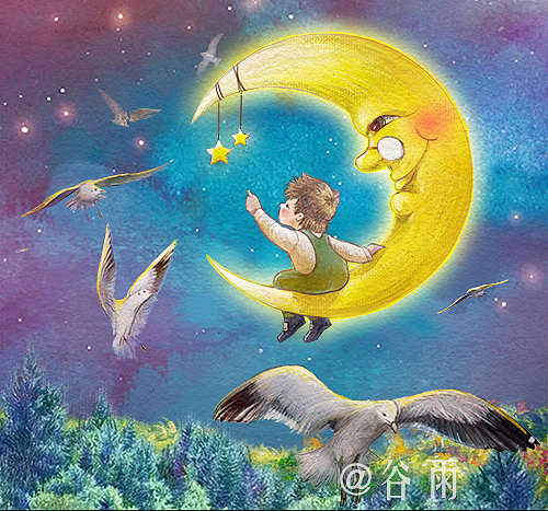 飞鸟集封面（图ZMjIwMDk3OTQw） - 儿童插画 - 站酷设计师阿谷00原创素材 - 站酷ZCOOL