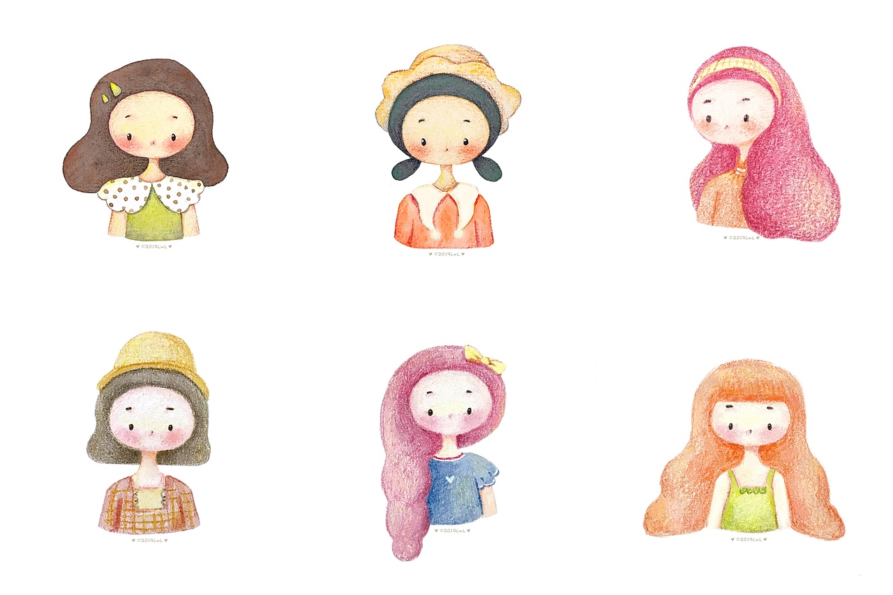 水彩小女孩头像系列~