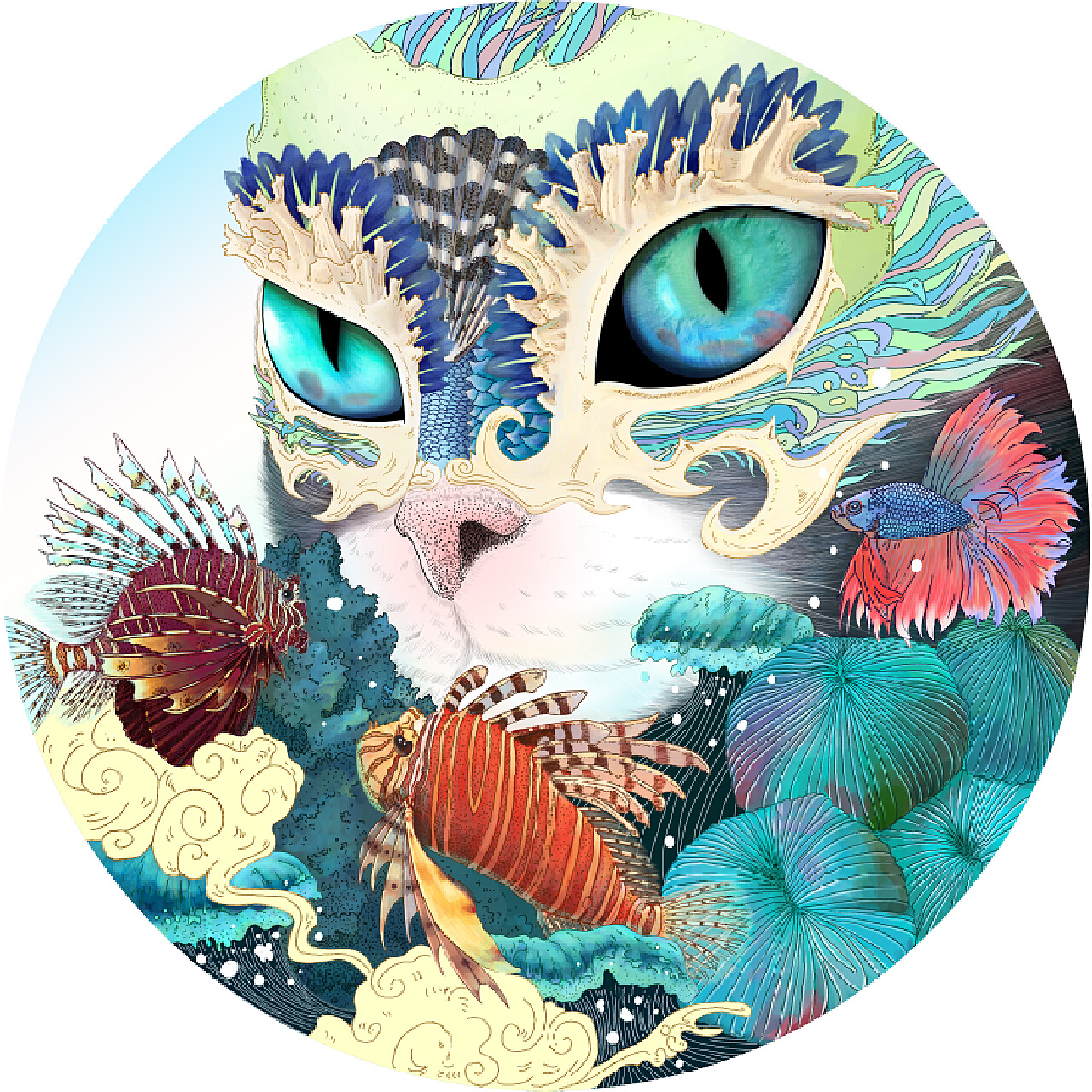《猫与海》|插画|创作习作|卢卢呀葱油饼唔加 - 原创作品 - 站酷 (ZCOOL)