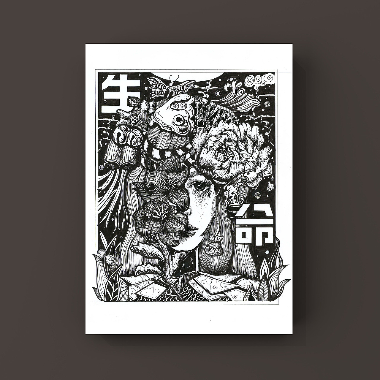 黑白海报−生命/人与自然题材（图ZMjU2NzcwMDA0） - 艺术插画 - 站酷设计师绘风暴原创素材 - 站酷ZCOOL