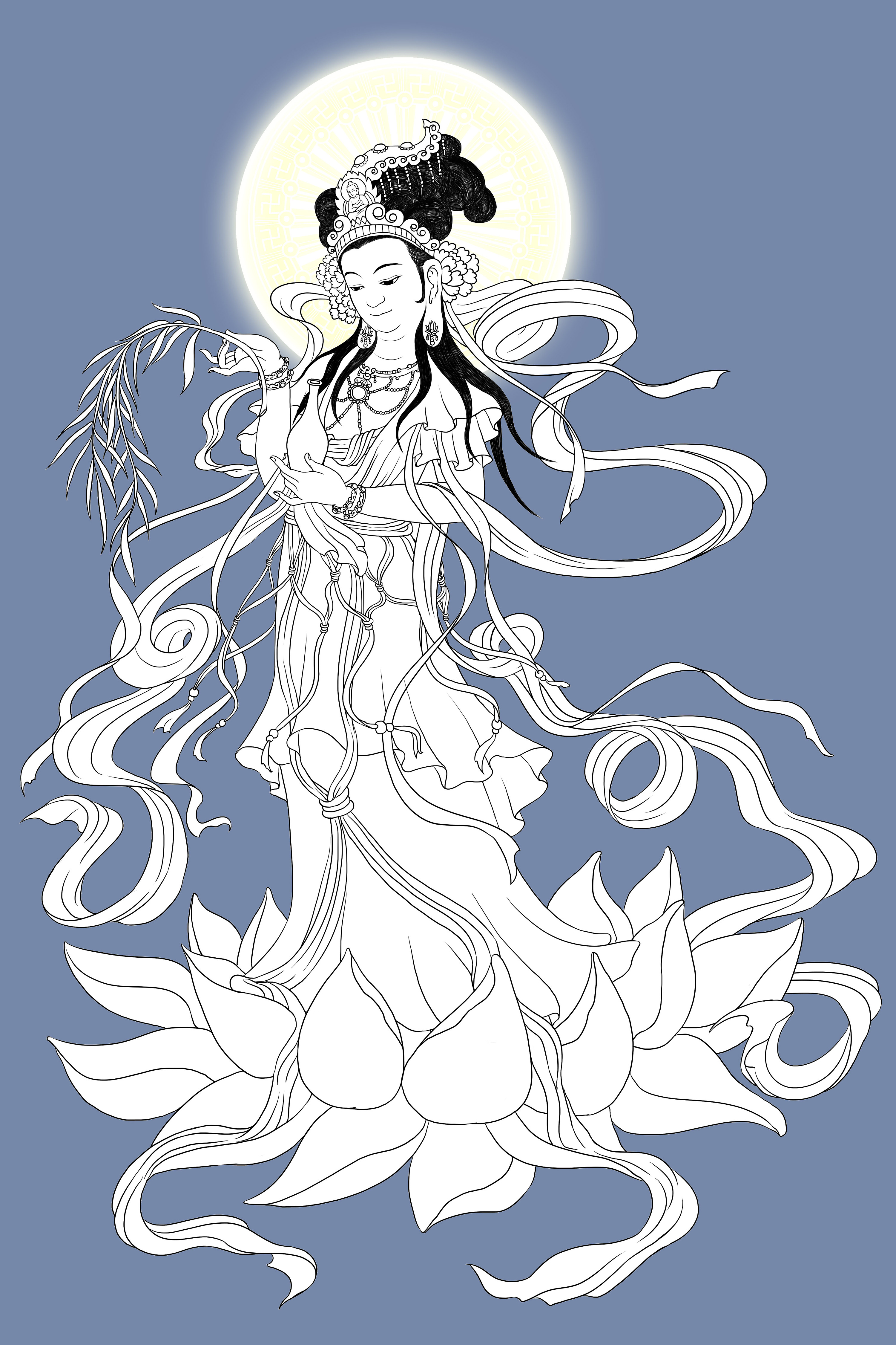 三十三观音----杨柳观音|插画|游戏原画|超级无敌红蛋蛋 - 原创作品