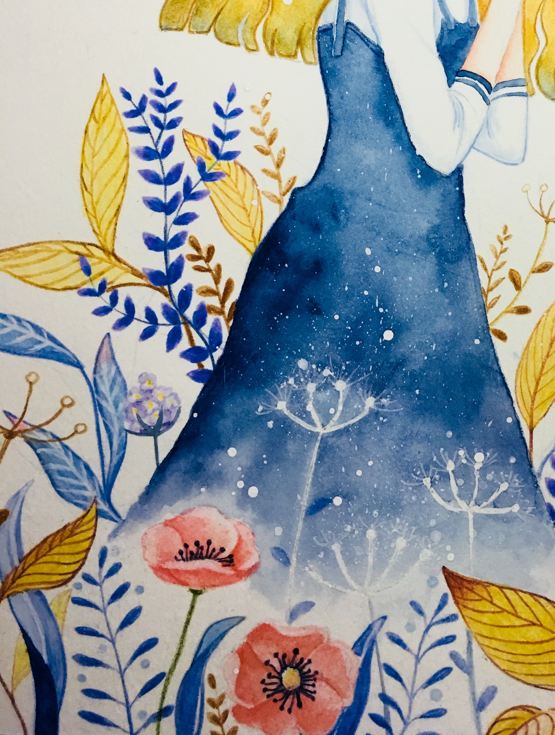 清新彩铅少女插画