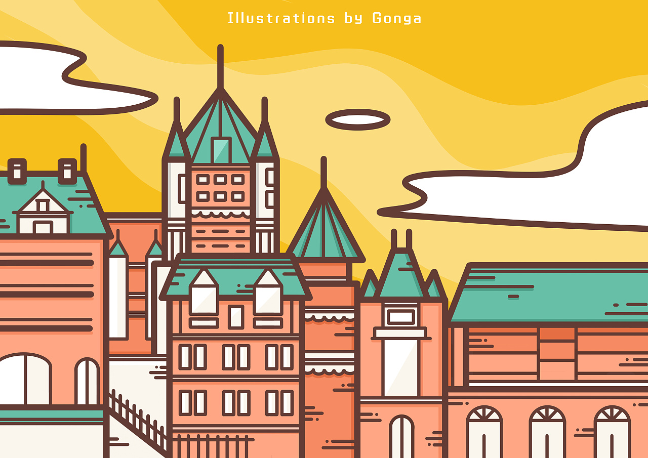 加拿大魁北克&班夫插画