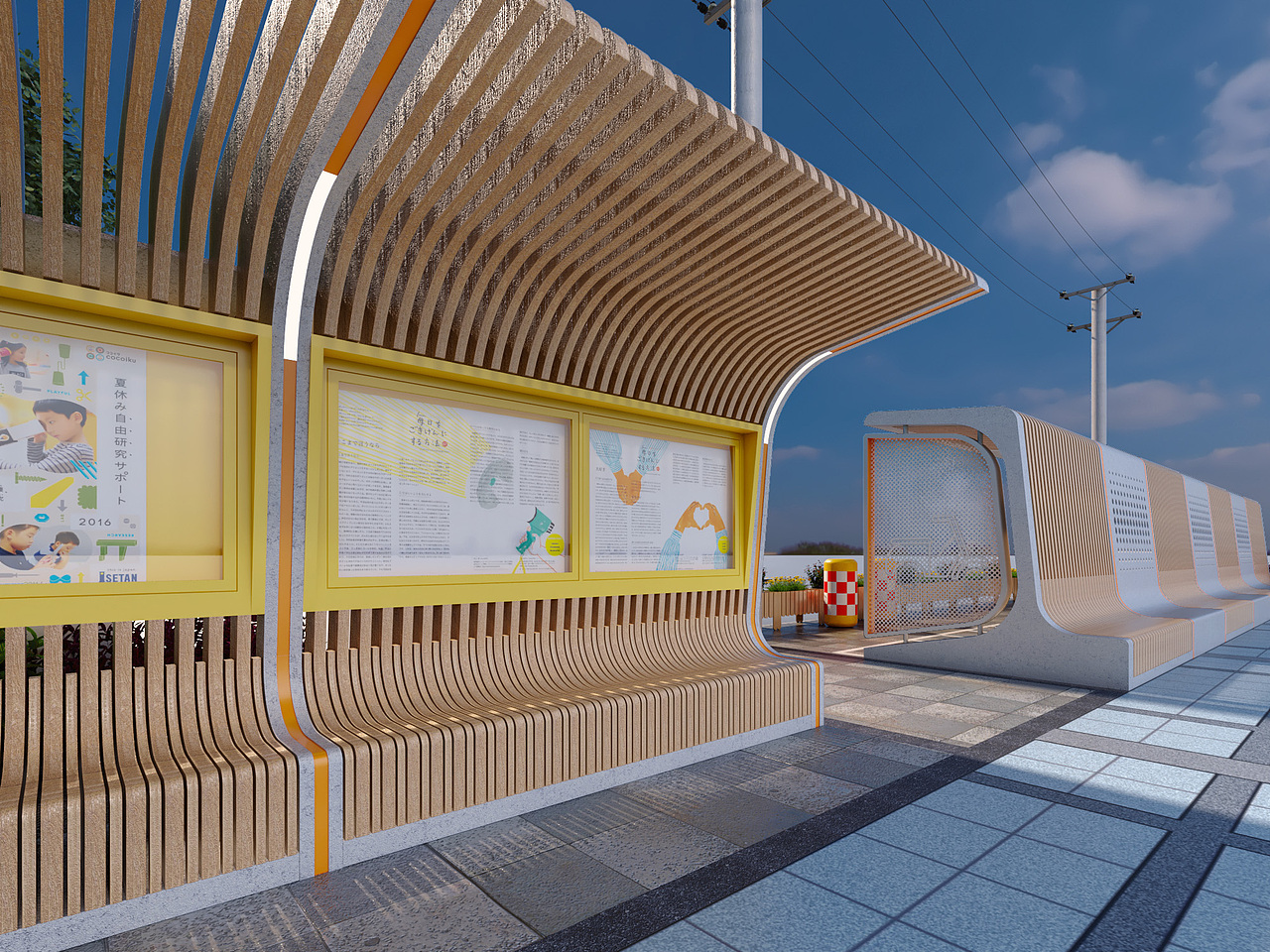 公告栏 停车棚(景观公共设施|空间|景观设计|alin_l_原创作品-站酷