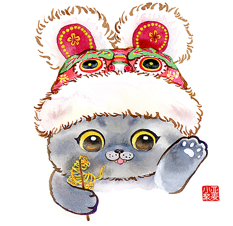 虎头帽小萌猫（图ZMjkwMDczMzIw） - 艺术插画 - 站酷设计师亚麦小聚原创素材 - 站酷ZCOOL