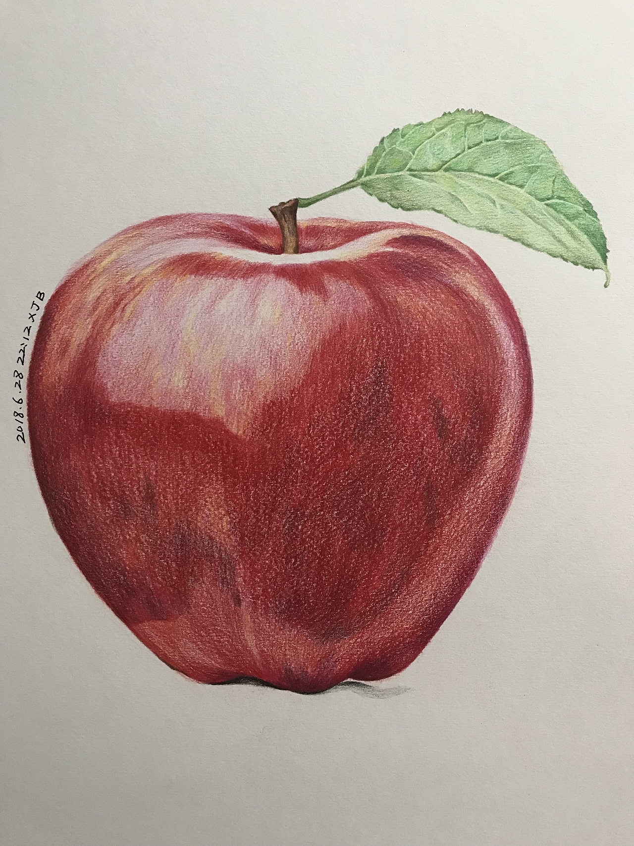 彩铅水果系列-苹果