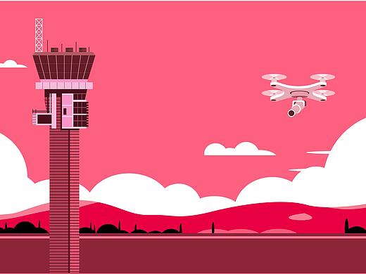 插画-无人机-塔楼-天空（个人主页-ZNTc2MzQwNDA=） - 艺术插画 - 站酷设计师狗被被原创素材 - 站酷ZCOOL