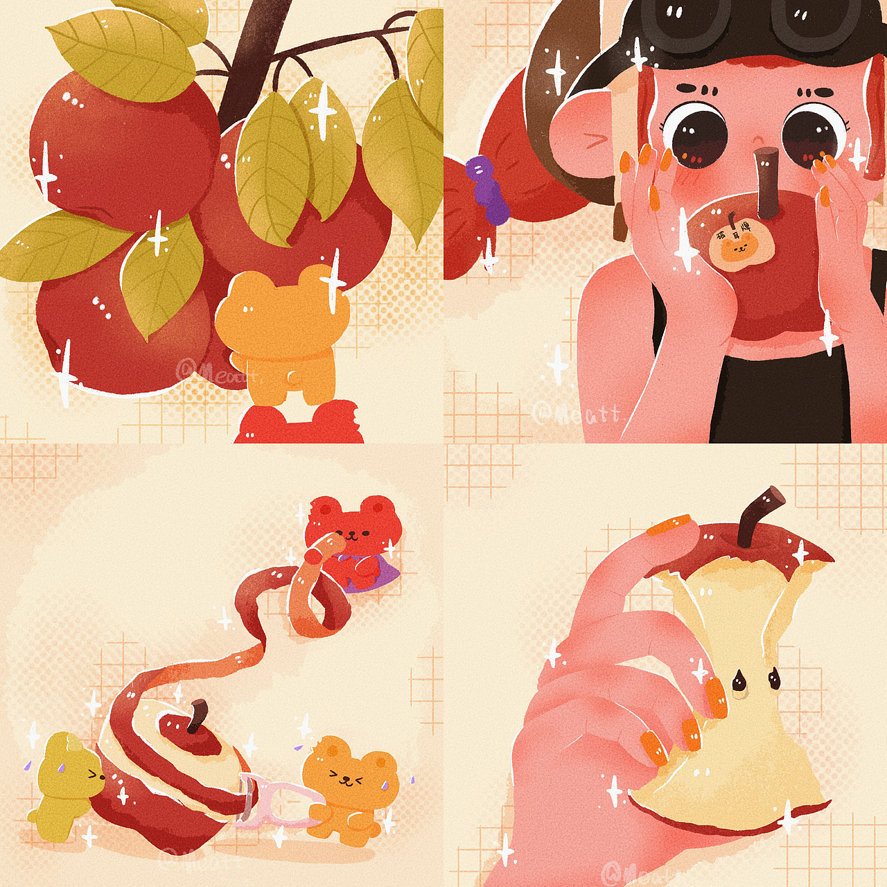 活着其实很好 再吃一颗苹果（图ZMzQ4OTQ2Nzgw） - 儿童插画 - 站酷设计师Meatt不吃姜原创素材 - 站酷ZCOOL