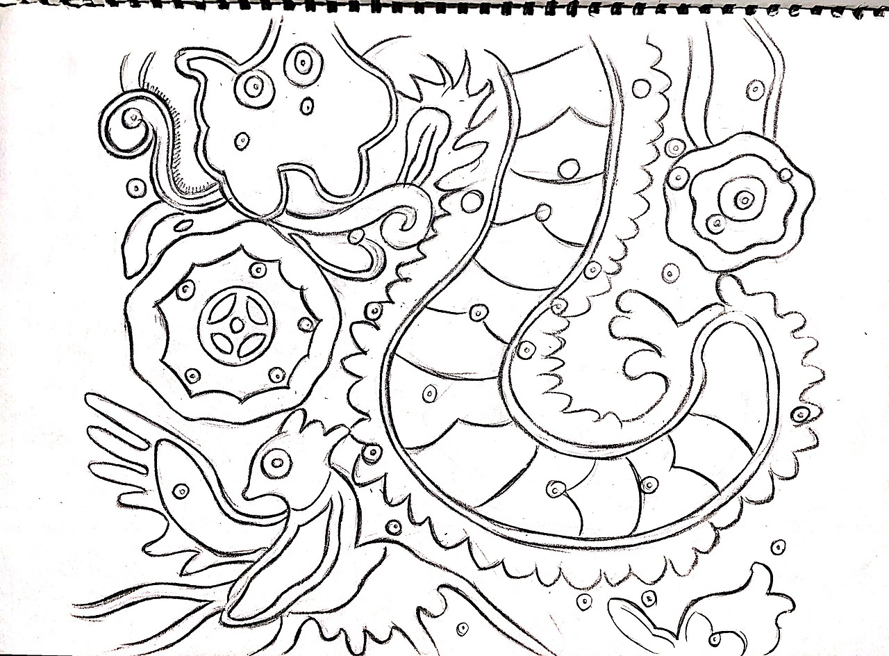 很多留白的苗绣图案,可以用来填色消遣.