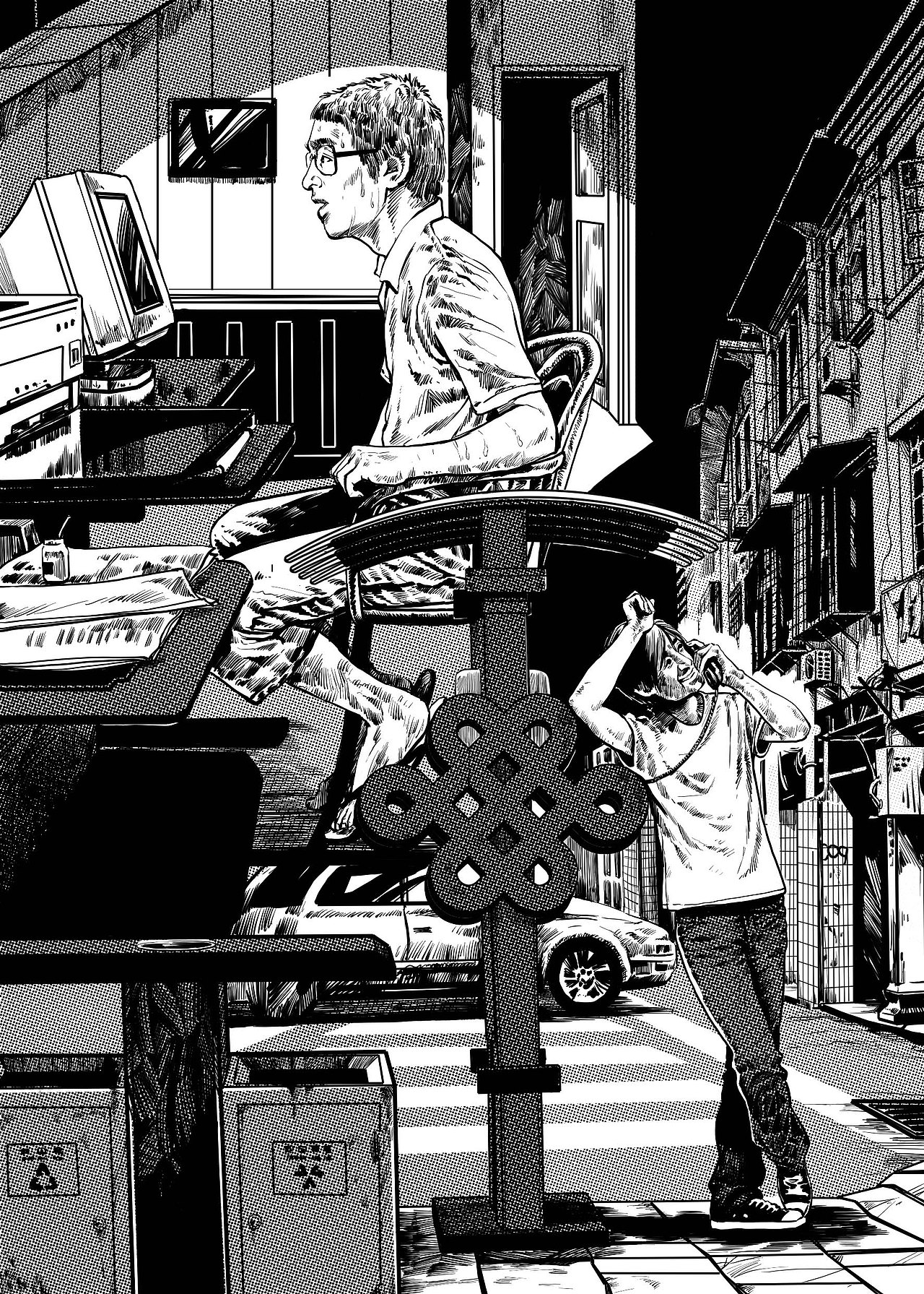 《推理世界》黑白插画 第九发（图ZNzc0NTcyNjQ=） - 商业插画 - 站酷设计师Leon_Lee万叔原创素材 - 站酷ZCOOL