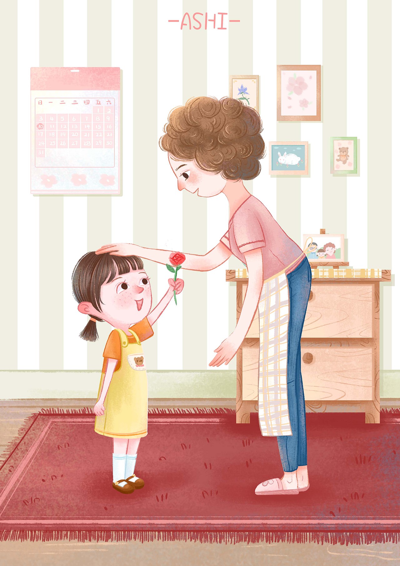 母亲节插画（图ZMjEzMzA3Mzg0） - 儿童插画 - 站酷设计师A阿shi原创素材 - 站酷ZCOOL