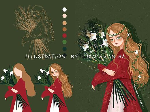 人物插画|步骤图|红衣服女孩
