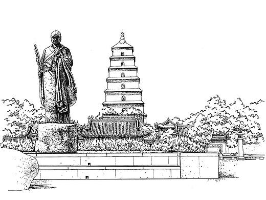 长相思，在长安//鹿瑶笔下的钢笔画西安