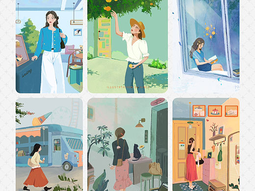 原创插画 |一些美好生活场景（个人主页-ZNjUxMDMxNjA=） - 商业插画 - 站酷设计师彩树Aimee原创素材 - 站酷ZCOOL