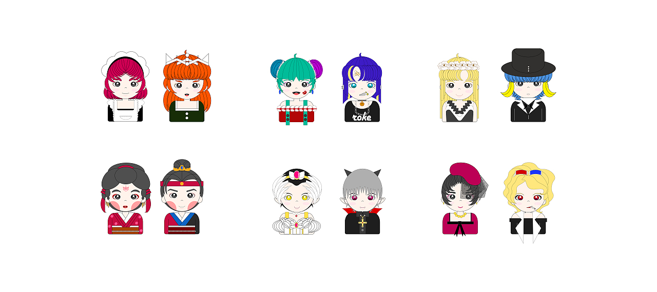 ai矢量手绘卡通大头娃娃