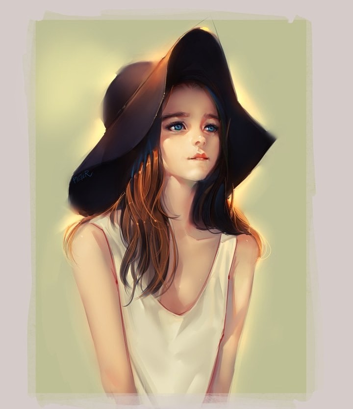 带帽少女真人临摹