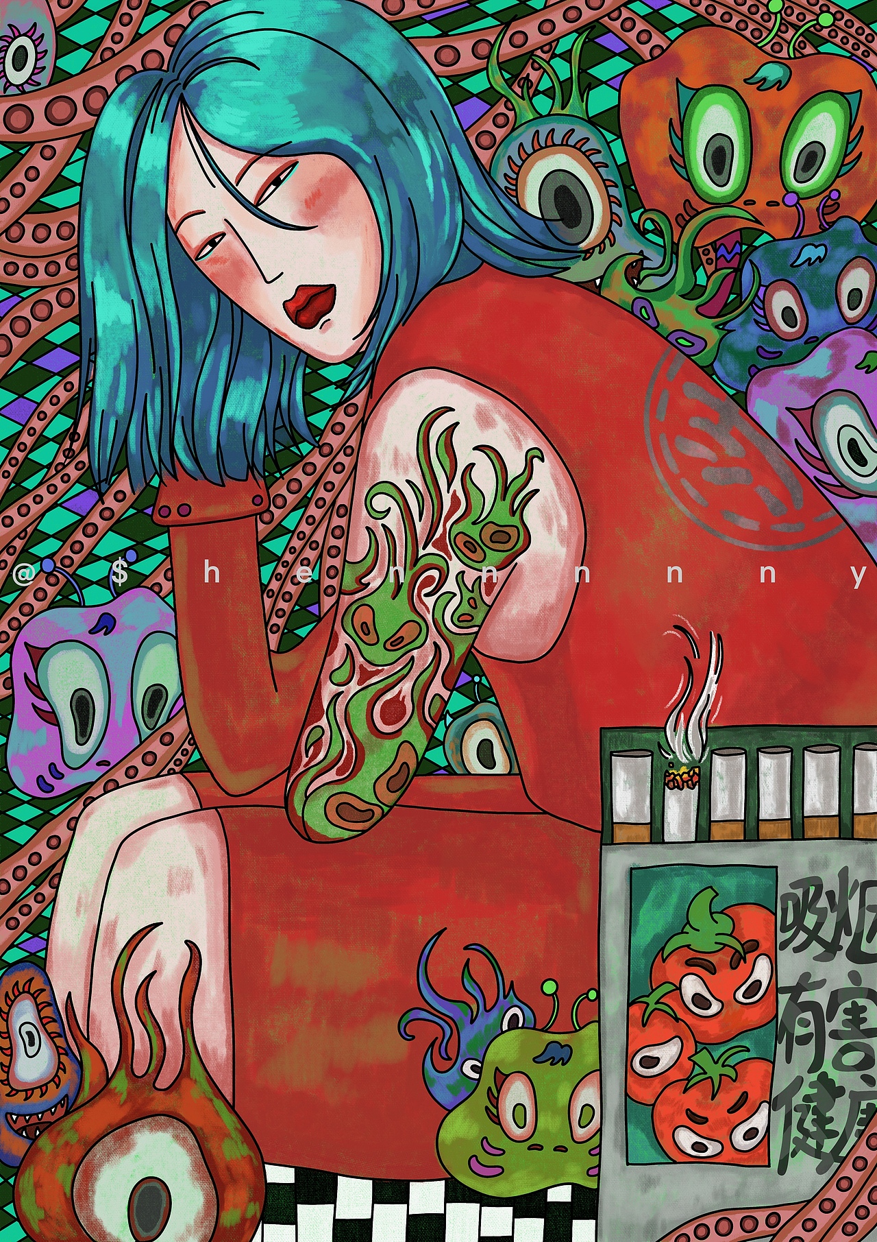 朋友和小怪物們??（圖ZMjEyNDIzMzI4） - 新銳潮流插畫 - 站酷設(shè)計(jì)師shennny原創(chuàng)素材 - 站酷ZCOOL