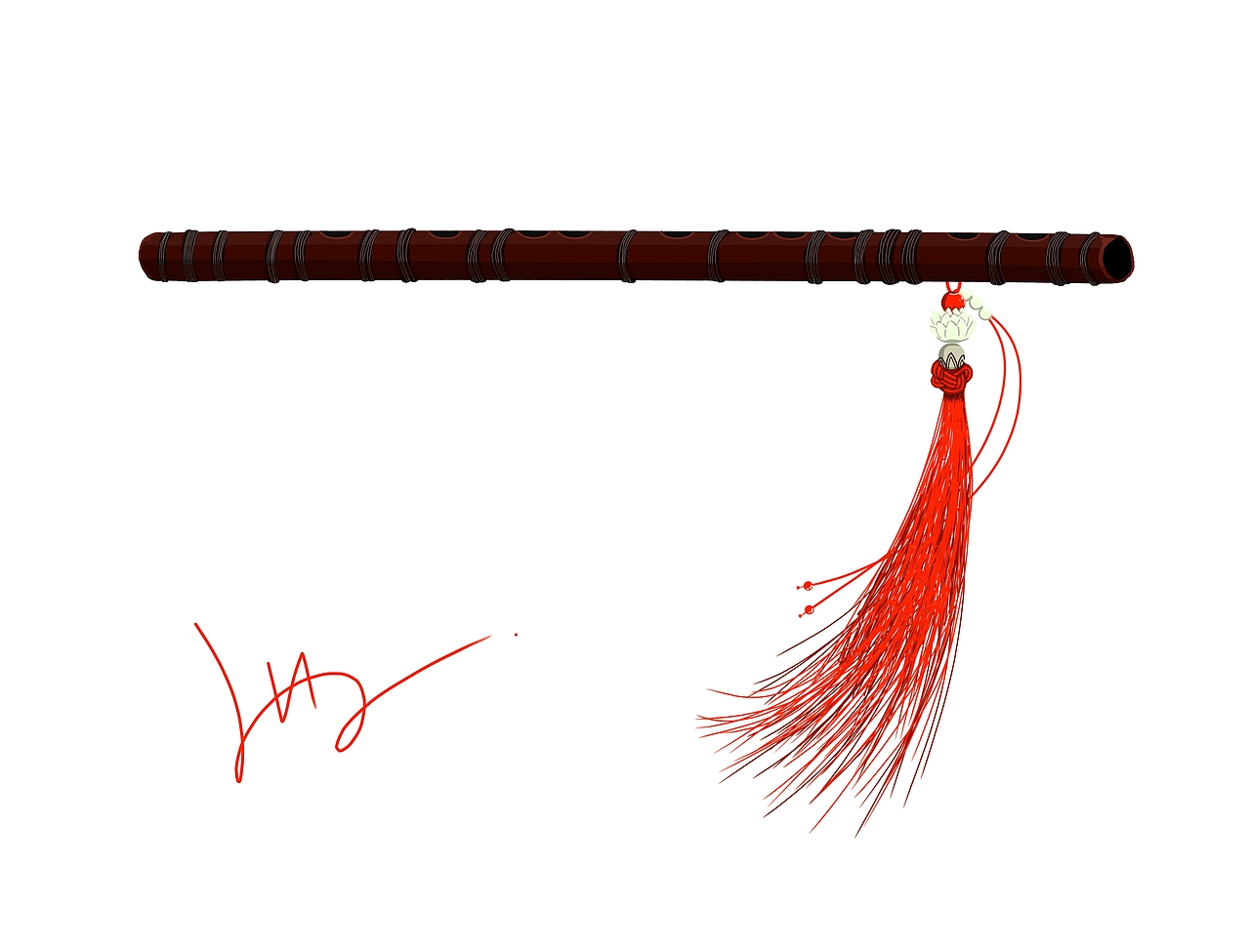 陈情令魏无羡的陈情笛手绘|插画|创作习作|是木心尹啊_原创作品-站酷