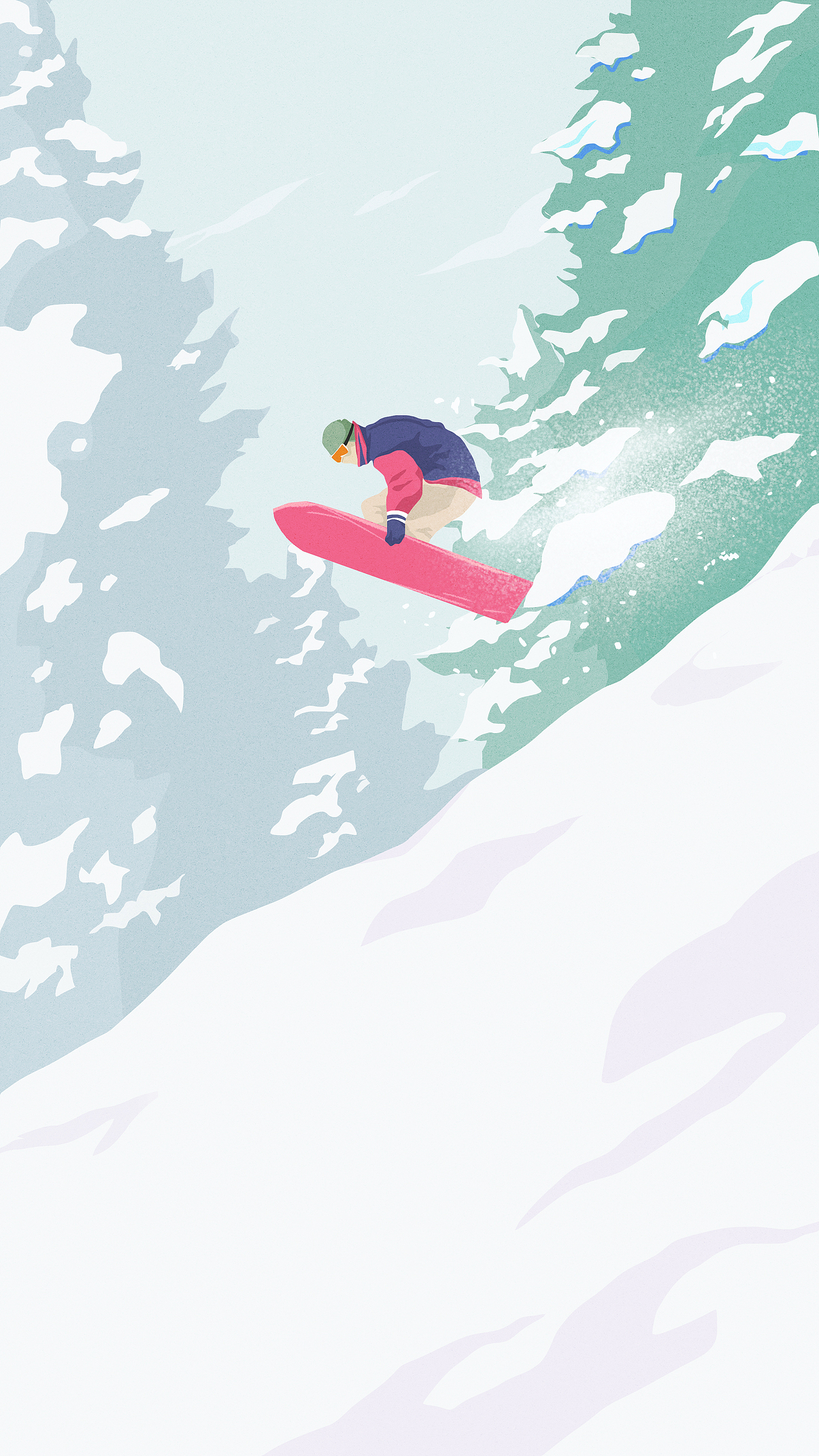 02滑雪插画雪山风景