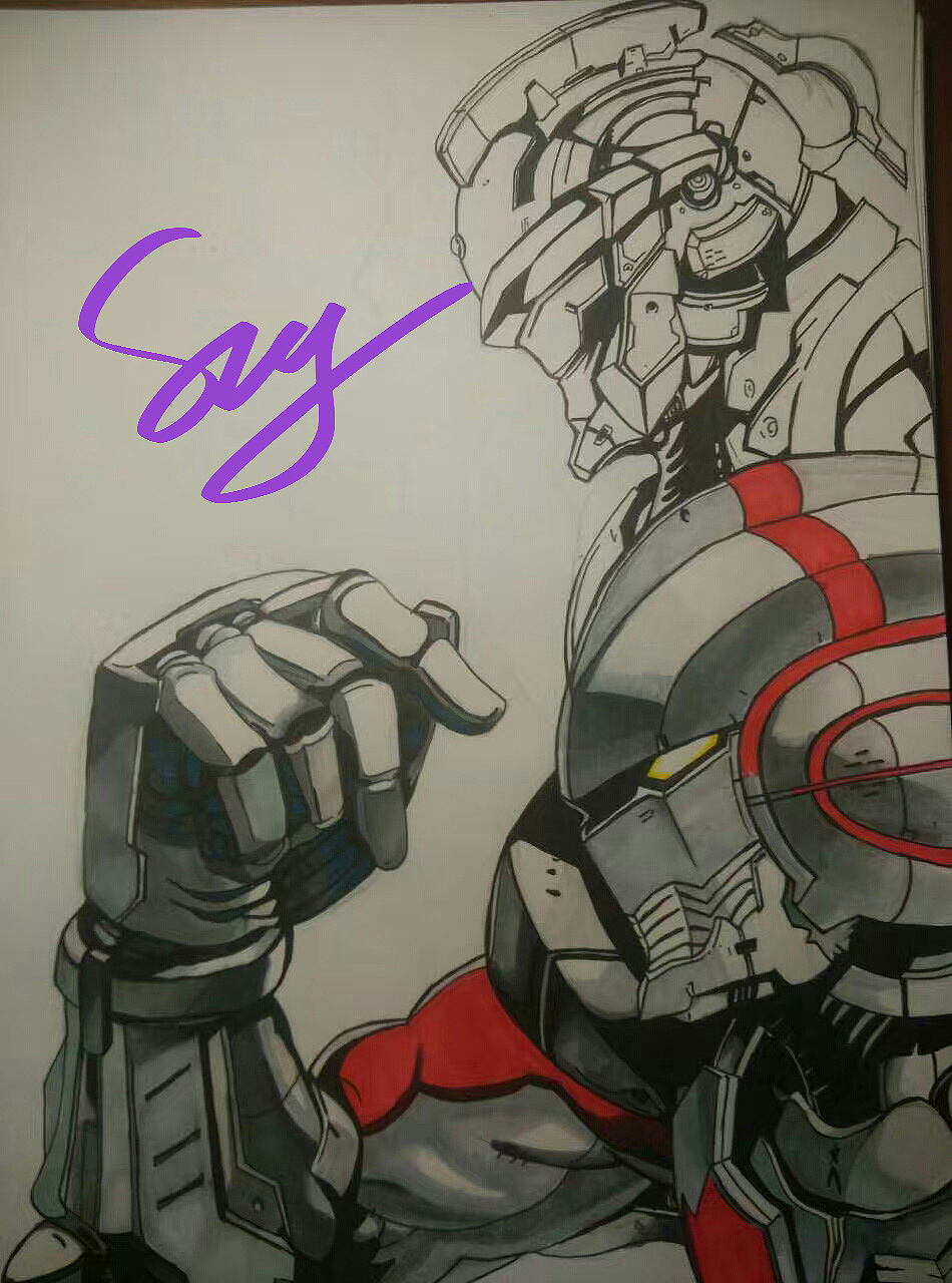 机动奥特曼同人海报手绘